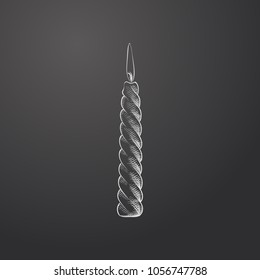 Hand Drawn burning spiral candle Sketch Symbol isolated on chalkboard. Vector candle Element In Chalk Style