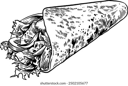 Hand drawn Burrito Sketch Illustration