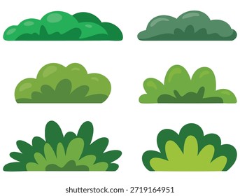 Conjunto de arbustos de Vector dibujado a mano ilustración de arbustos verdes ideal para la colección botánica decoración de naturaleza paisajística y obras de arte creativas temáticas de follaje