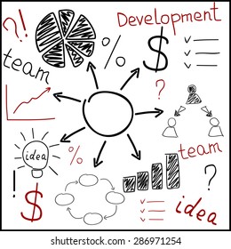 hand drawn business background in black and red