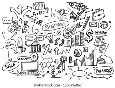 Hand Drawn Business background,Doodles vector illustration.