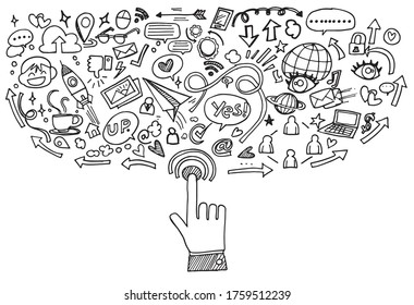 Hand Drawn Business background,Doodles vector illustration.