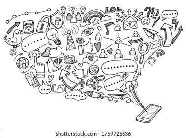Hand Drawn Business background,Doodles vector illustration.
