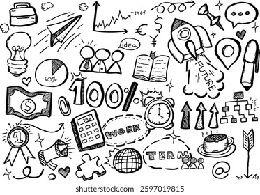 Hand Drawn Business background,Doodles vector illustration.
