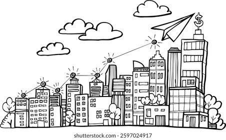 Hand Drawn Business background,Doodles vector illustration.
