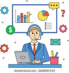 Hand drawn business concept vector cartoon illustration