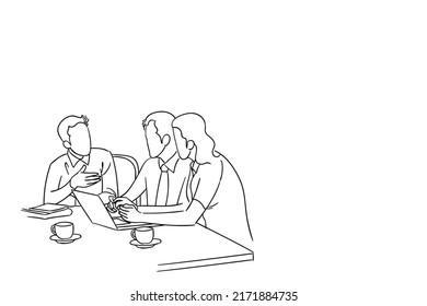 Hand drawn of business discussion in office vector design illustration