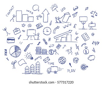 hand drawn business doodle element. Sketch illustration