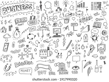 Hand drawn business doodles set