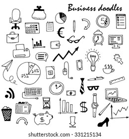 Hand drawn business doodles set. vector illustration