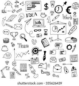 Hand drawn business doodles set. vector illustration