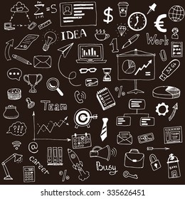 Hand drawn business doodles set. vector illustration