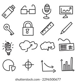 Hand drawn business and finance icons isolated on white background,vector illustration eps10 
