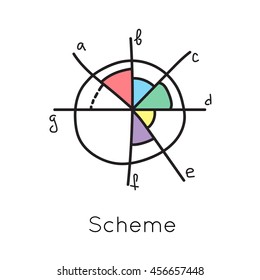 Hand drawn business icon infographics. Colors red, green, blue, yellow. Diagrams vector Illustration  eps10.