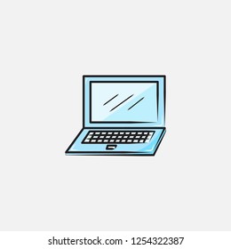 hand drawn business icon, laptop icon template design