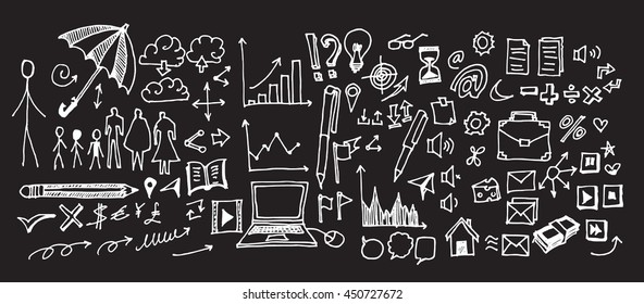 Hand drawn business icon set