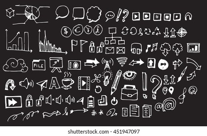 Hand drawn business icon set
