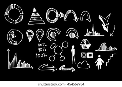 Hand drawn business icon set Chalkboard. Vector illustration.