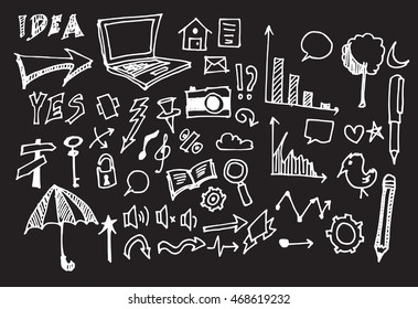 Hand drawn business icon set
