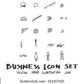 Hand drawn business icon set
