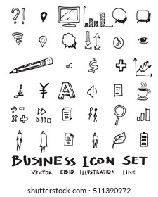 Hand drawn business icon set