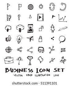 Hand drawn business icon set