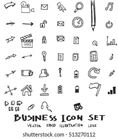 Hand drawn business icon set