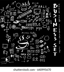 Hand drawn business icon set Chalkboard