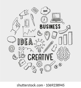 Hand drawn business icons