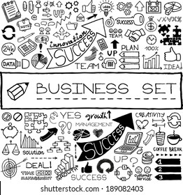 Hand drawn business icons set. Vector illustration.