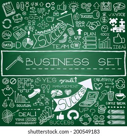 Hand drawn business icons set. Vector Illustration.