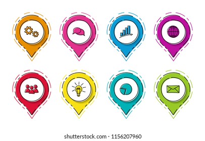 Hand drawn business icons. Vector.