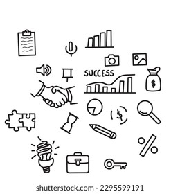 Hand drawn business icons,business play,vector illustration eps 10