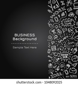 Hand drawn business idea doodles icons set on black board. Vector illustration. Business Background
