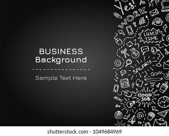 Hand drawn business idea doodles icons set on black board. Vector illustration. Business Background