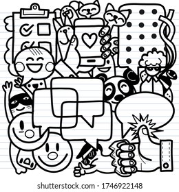 Hand drawn business idea doodles icons set. Vector illustration
