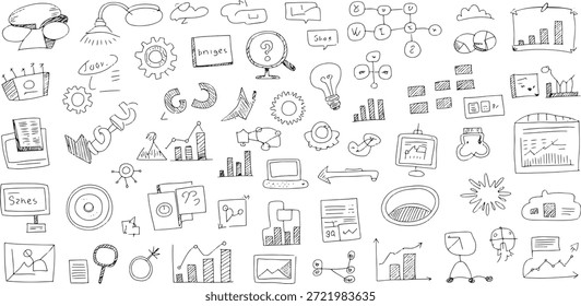 desenho à mão elementos infográficos de negócios no fundo branco