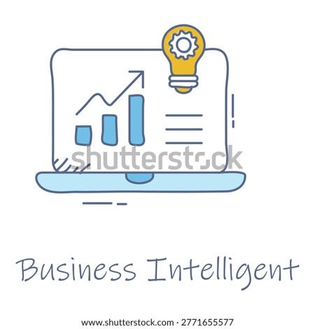 Hand Drawn Business Intelligence Icon For Data Analytics Concept