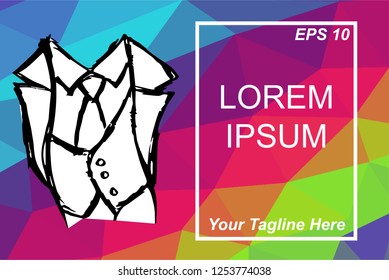 Hand Drawn Business Man Necktie Background Geometric Polygon With Colorful Rainbow Colors. Vector Illustration EPS10