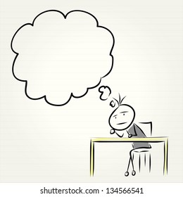 Hand drawn Business man thinking