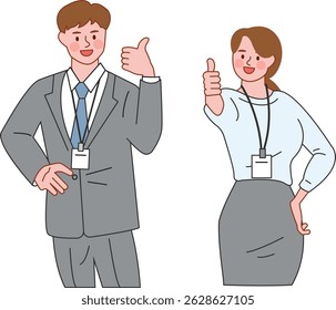 Hand drawn business man and woman vector illustration