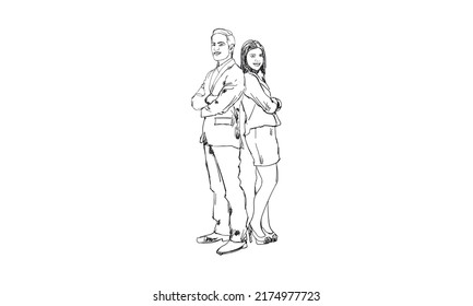 Hand Drawn Business People, Sketch Business people Vector Illustration