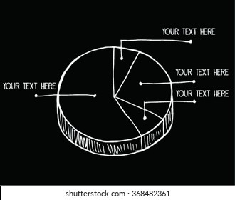 Hand Drawn Business Pie Chart On Black Background