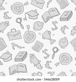 Hand drawn business seamless pattern