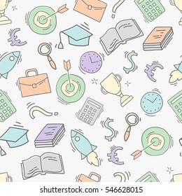 Hand drawn business seamless pattern