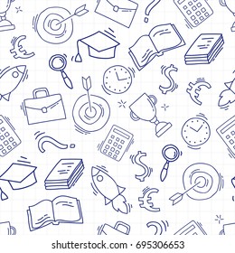 Hand drawn business seamless pattern