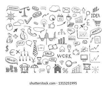 Hand Drawn Business Symbols Management Concept Stock Vector (Royalty ...