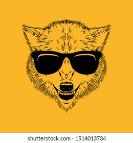 Hand drawn of business wolf of wallstreet in suit vector illustration