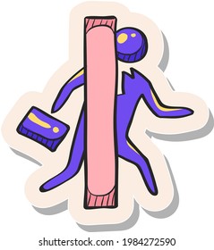 Hand drawn Businessman challenge icon in sticker style vector illustration