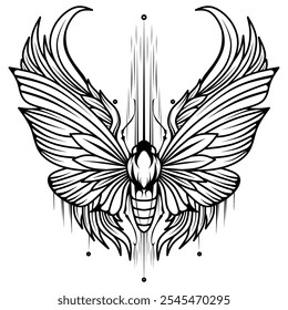 Hand drawn of buterfly tattoo